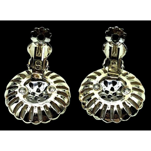 Weiss Rhinestone Brooch Earrings Jewelry Set Gold Tone Clear Stones Vintage Cost - Picture 10 of 11